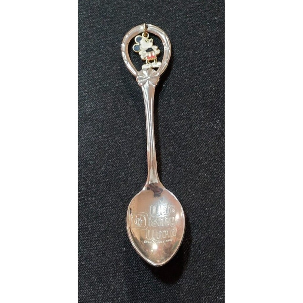 Vintage Walt Disney World Souvenir Spoon 3-5/8" Mickey Mouse Dangling Charm